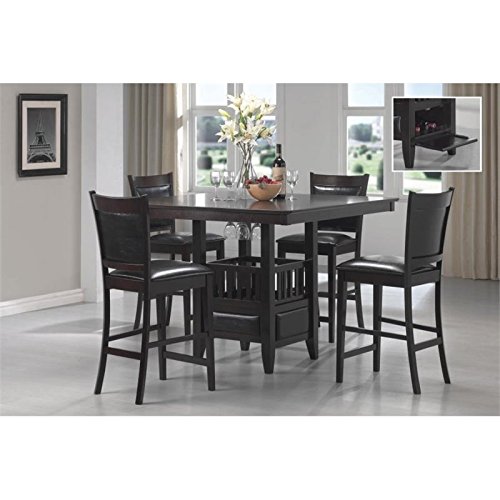 BOWERY HILL 5 Piece Counter Height Dining Set in Cappuccino