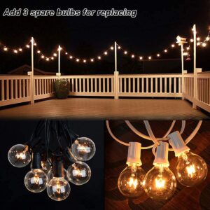 50 Feet Patio String Lights with 53 Edison Globe Bulbs, UL Listed for Indoor Outdoor Use, E12 Socket Base, Connectable Lights for Porch Deck Gazebos Balcony Wedding Gathering Parties Decor, Black