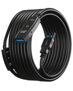 mutecpower 50 feet active usb extension cable 3.0 male to female with 2 extension chipsets signal booster - active extension/repeater cord 15 meters / 50 feet (ac power supply included)