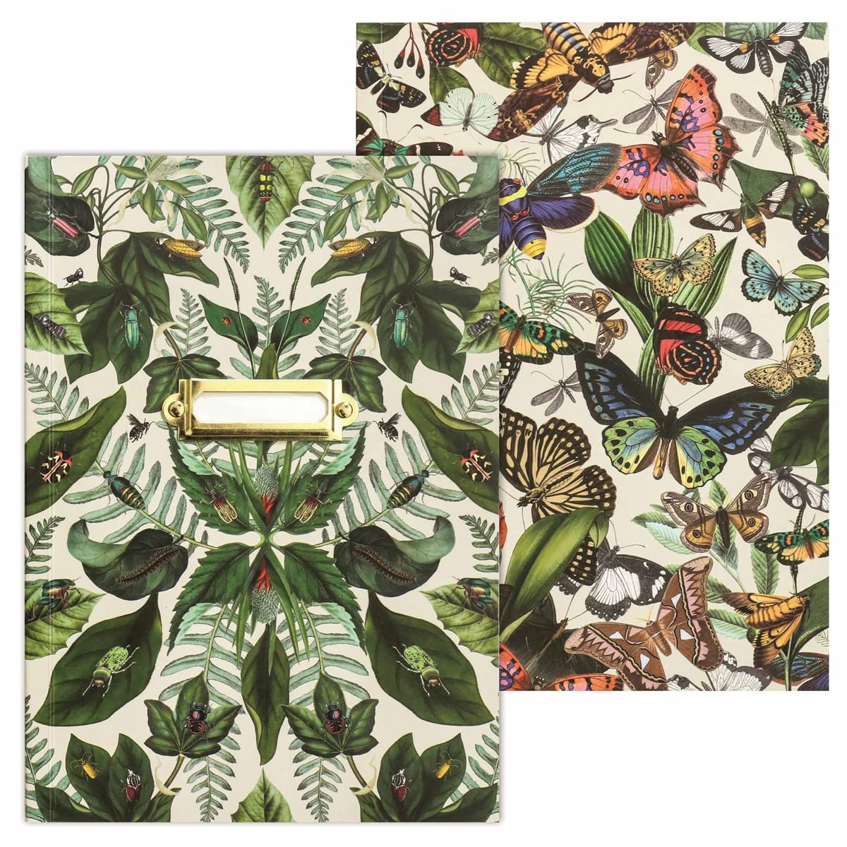 Archive Portico Designs Slim Journal Set Collection Bound Notebooks, Set of 2, Botanical/Butterflies