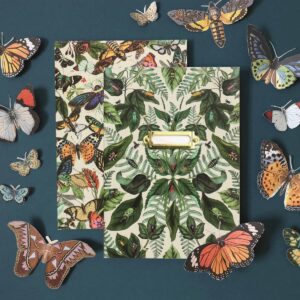 Archive Portico Designs Slim Journal Set Collection Bound Notebooks, Set of 2, Botanical/Butterflies