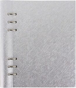 filofax b145004 refillable saffiano mettalic clipbook, a5 size, silver