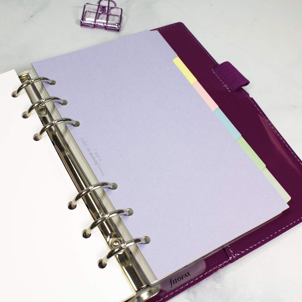 Filofax B132674, 6-Tab Index Orgnizer Refill, Personal Size, Pastel colors, Blank