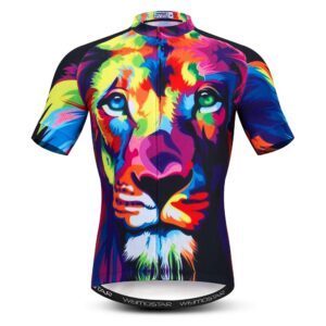 Cycling Jersey Mens Tops Racing Cycling Clothing Short Sleeve Bike Shirt Tiger Purple XXL