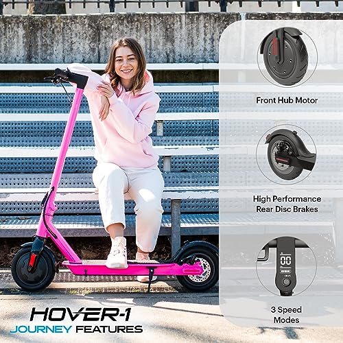 Hover-1 Journey Electric Folding Scooter | 16 MPH, 16 Mile Range, 5HR Charge, LCD Display, 8.5 Inch High-Grip Tires, 264LB Max Weight, Certified & Tested - Safe for Kids, Teens & Adults, Black