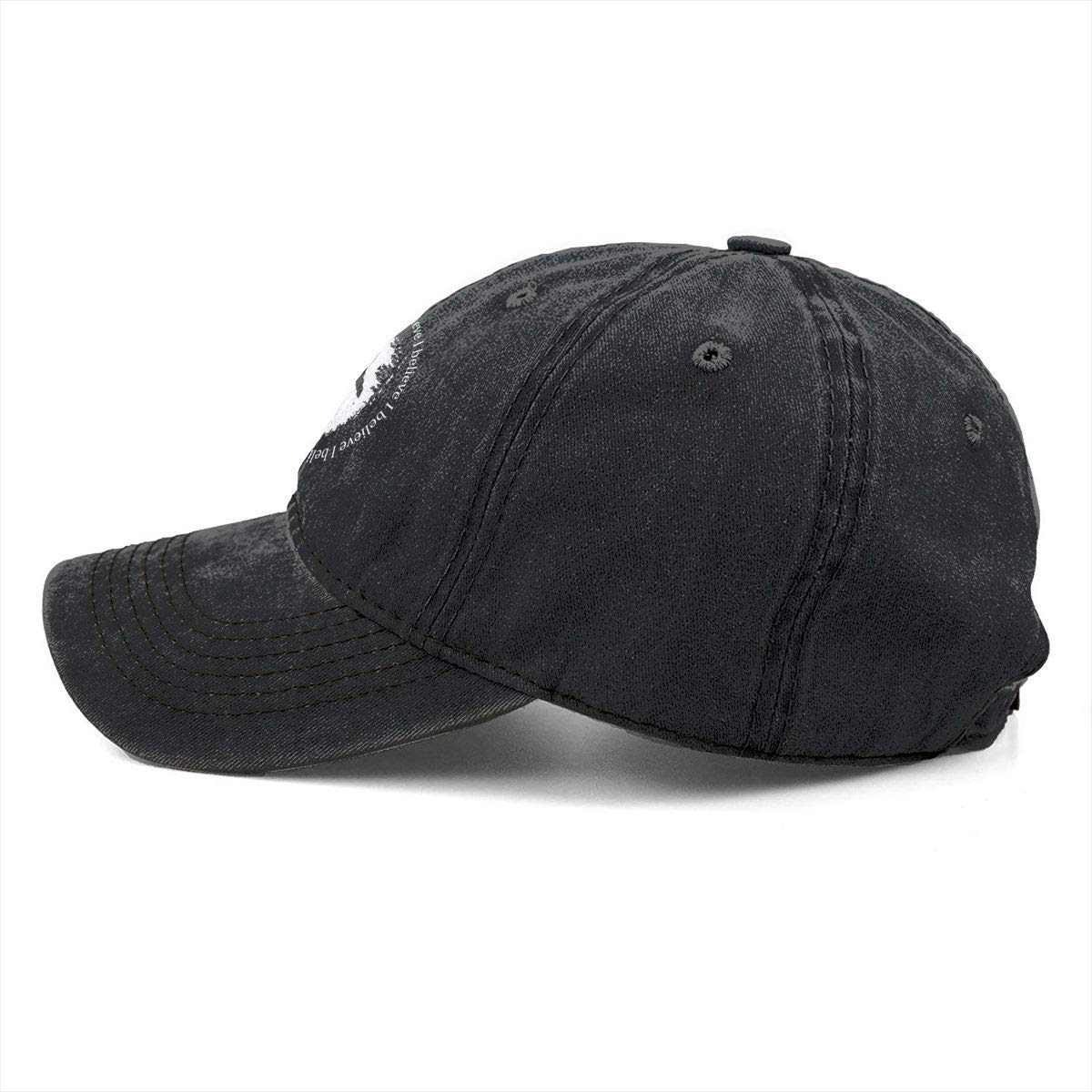 Unisex UFO Bigfoot Denim Hat Adjustable Washed Dyed Cotton Dad Baseball Caps (One Size, Black - Bigfoot I Believe)