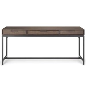 SIMPLIHOME Banting SOLID WOOD and Metal 72 inch Wide Home Office Desk, Writing Table, Workstation, Study Table Furniture in Walnut Brown with 2 Drawers