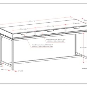 SIMPLIHOME Banting SOLID WOOD and Metal 72 inch Wide Home Office Desk, Writing Table, Workstation, Study Table Furniture in Walnut Brown with 2 Drawers