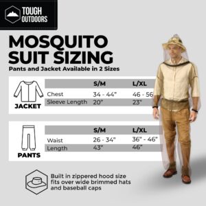 Tough Outdoors Mosquito Suit - Net Bug Pants & Jacket w/Hood - Mesh Bug Suit for Outdoor Protection from Bugs, Flies, Gnats, No-See-Ums & Midges - Clothing for Men & Women - w/Free Carry Pouch - Large