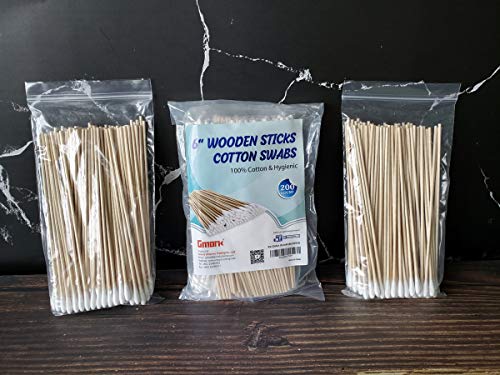 Gmark 200pcs Count 6" Cotton Swabs Wooden Sticks Cotton Tipped Applicator GM1091A