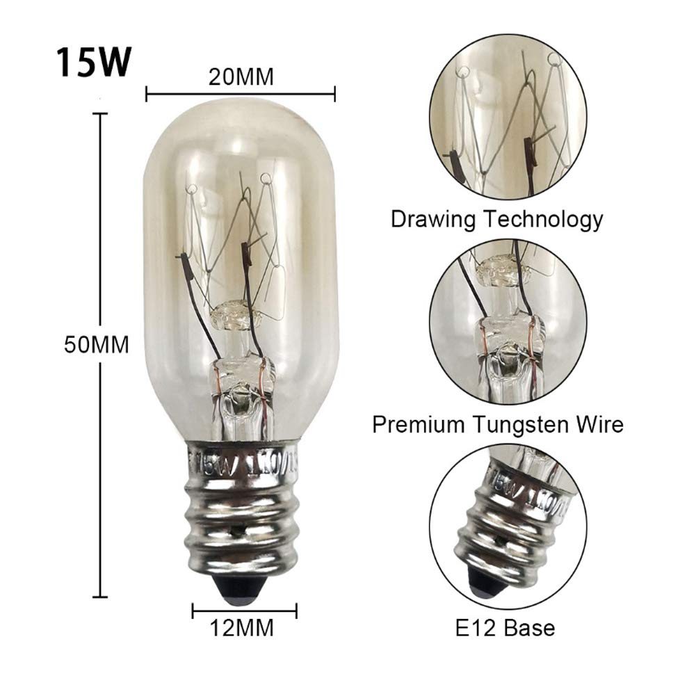 Lxcom Lighting T20 Incandescent Bulbs Salt Rock Lamp Bulb 15W Microwave Oven Light Bulbs 110V Stoven Bulbs E12 Base Appliance Lamp Warm White Kitchen Aid Oven Light Bulb, 8 Pack