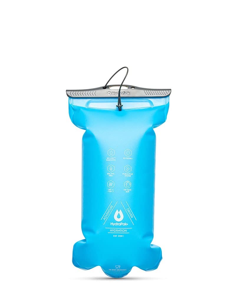 HydraPak Velocity (1.5L Hydration Reservoir) - Slim-Profile Water Bladder/Reservoir – Self-Sealing Bite Valve, Leak Proof, Fully Reversible and Dishwasher Safe, Old Blue