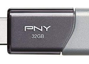 PNY USB 3.0 Flash Drive Elite Turbo Attache 3 Two Pack Bundle with (1) Everything But Stromboli Lanyard (32GB 2 Pack, Gray)