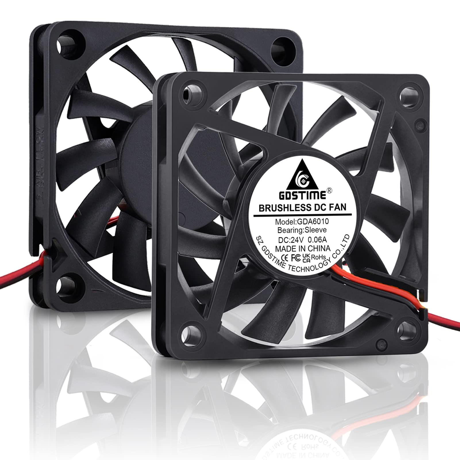 GDSTIME 24V 60mm Fan 60x60x10mm Dc Brushless Computer Case Fan 2Pin