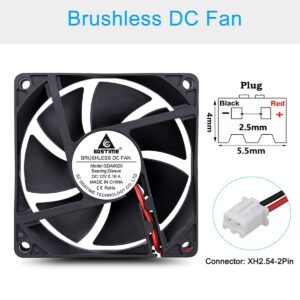 GDSTIME 80mm x 20mm 8020 12V Dc Brushless Cooling Fan Sleeve Bearing 2Pin