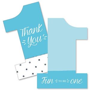 big dot of happiness 1st birthday boy - fun to be one - shaped thank you cards - first birthday party thank you note cards with envelopes - set of 12