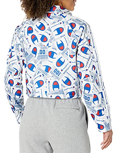 Champion Women's Cropped Coaches Jacket, jockey tang Scatter Mix White, LARGE