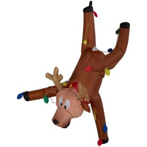 home accents 4' led hangin' on reindeer inflatable