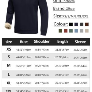 Gihuo Men's Warm Crewneck Sweatshirt Winter Sherpa Lined Fleece Sweatshirt Athletic Pullover Tops Loungewear (Navy, S)