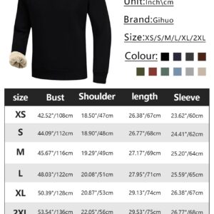 Gihuo Men's Warm Crewneck Sweatshirt Winter Sherpa Lined Fleece Sweatshirt Athletic Pullover Tops Loungewear (Black, XL)