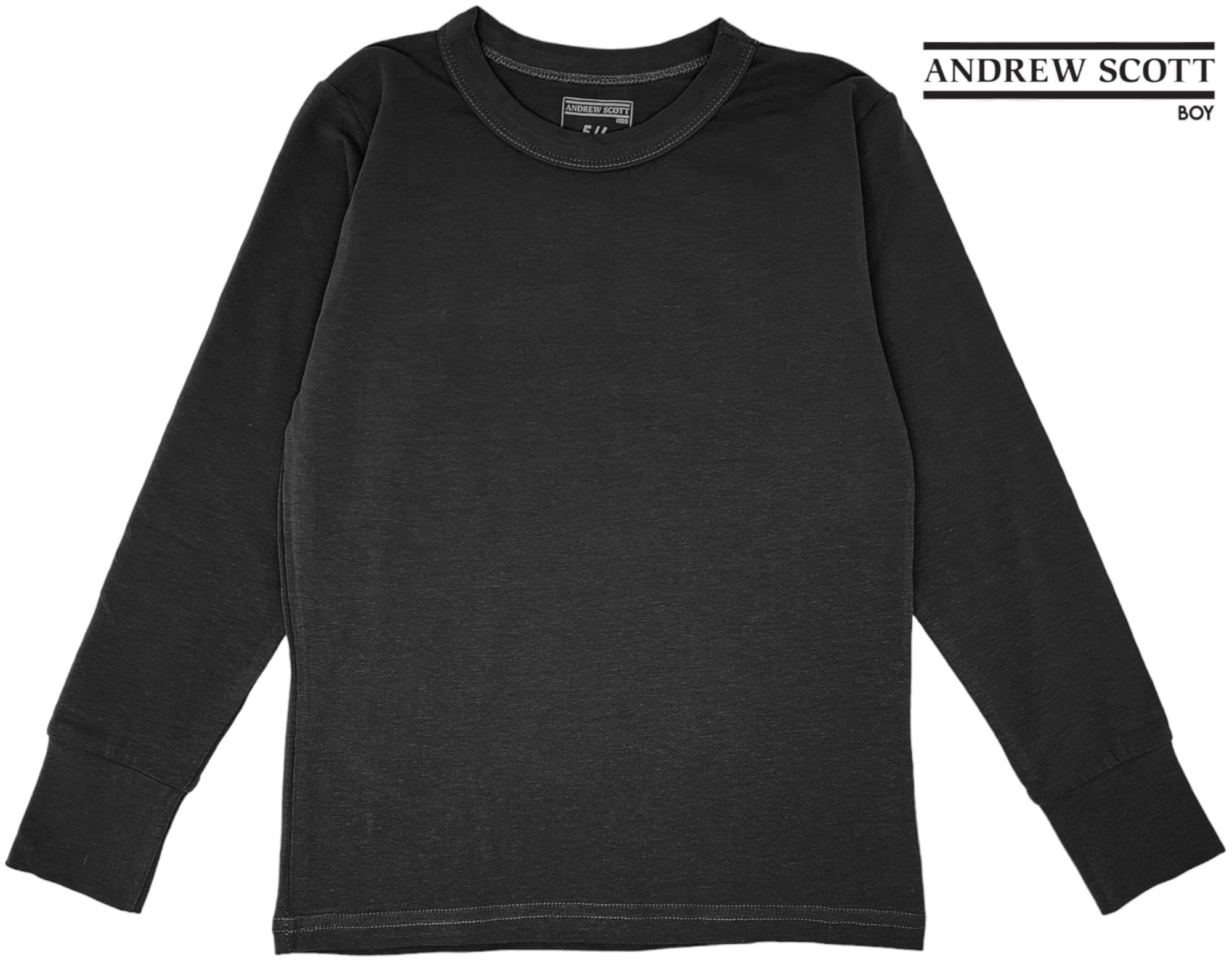 Andrew Scott Boys Long John Ultra-Soft Cotton Stretch Base Layer Underwear Sets / 3 Long Sleeve Tops + 3 Long Pants - 6 Piece Mix & Match (3 Sets / 6 Pc -WHITE, 4)