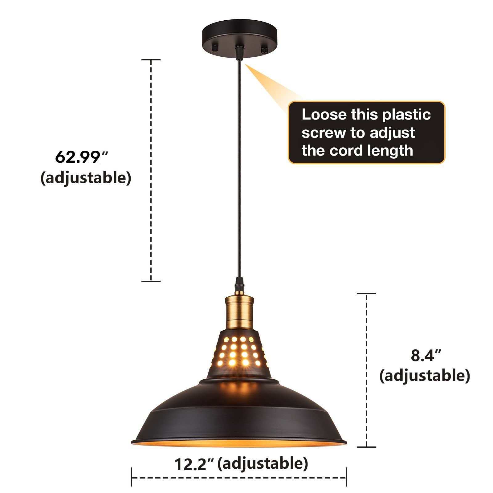 Pendant Lights, Industrial Pendant Light, Kitchen Pendant Light, Farmhouse Pendant Light, Pendant Lights Kitchen Island, Black Pendant Light, Black and Gold Pendant Light, Pendant Lighting, 1 Pack