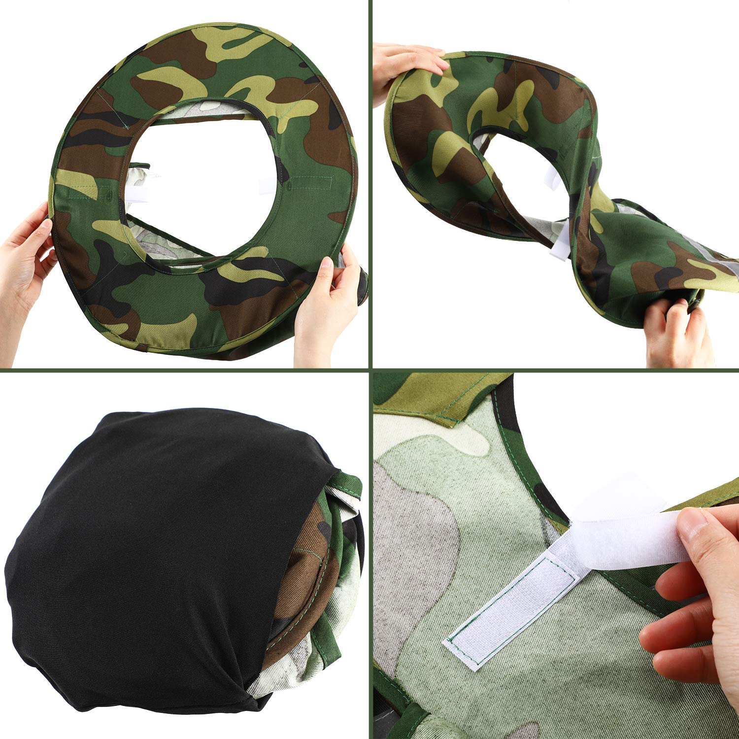 Jovitec 2 Pieces Hard Hat Neck Sun Shade Neck Protection Full Brim with Reflective Strip Green Camouflage Hard Hat Neck Shade for Cover Summer Sun