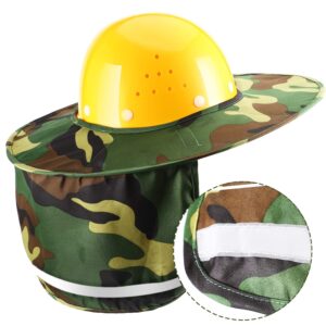 Jovitec 2 Pieces Hard Hat Neck Sun Shade Neck Protection Full Brim with Reflective Strip Green Camouflage Hard Hat Neck Shade for Cover Summer Sun