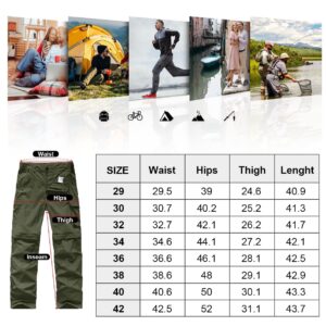 linlon Men's Outdoor Quick Dry Convertible Lightweight Hiking Fishing Zip Off Cargo Work Pants Trousers,Army Green,34