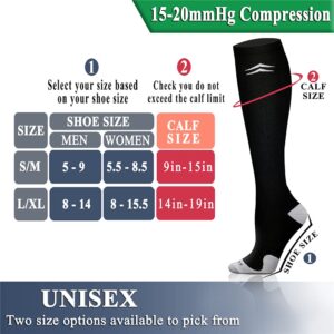 QUXIANG Copper Compression Socks for Women & Men Circulation (8 Pairs) - Best for Running Athletic Cycling - 15-20 mmHg (L/XL,Multi 12)