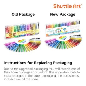 Shuttle Art 24 Colors Gel Crayons for Toddlers, Non-Toxic Twistable Crayons Set for Kids Children Coloring, Crayon-Pastel-Watercolor Effect, Ideal for Paper