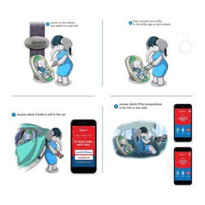 Elepho eClip Baby Safety Reminder for Car | Easily Attaches to Infant Car Seat, Seat Belt or Diaper Bag | Smartphone App Sends Automatic Alerts via Bluetooth for Temperature & Proximity Warnings