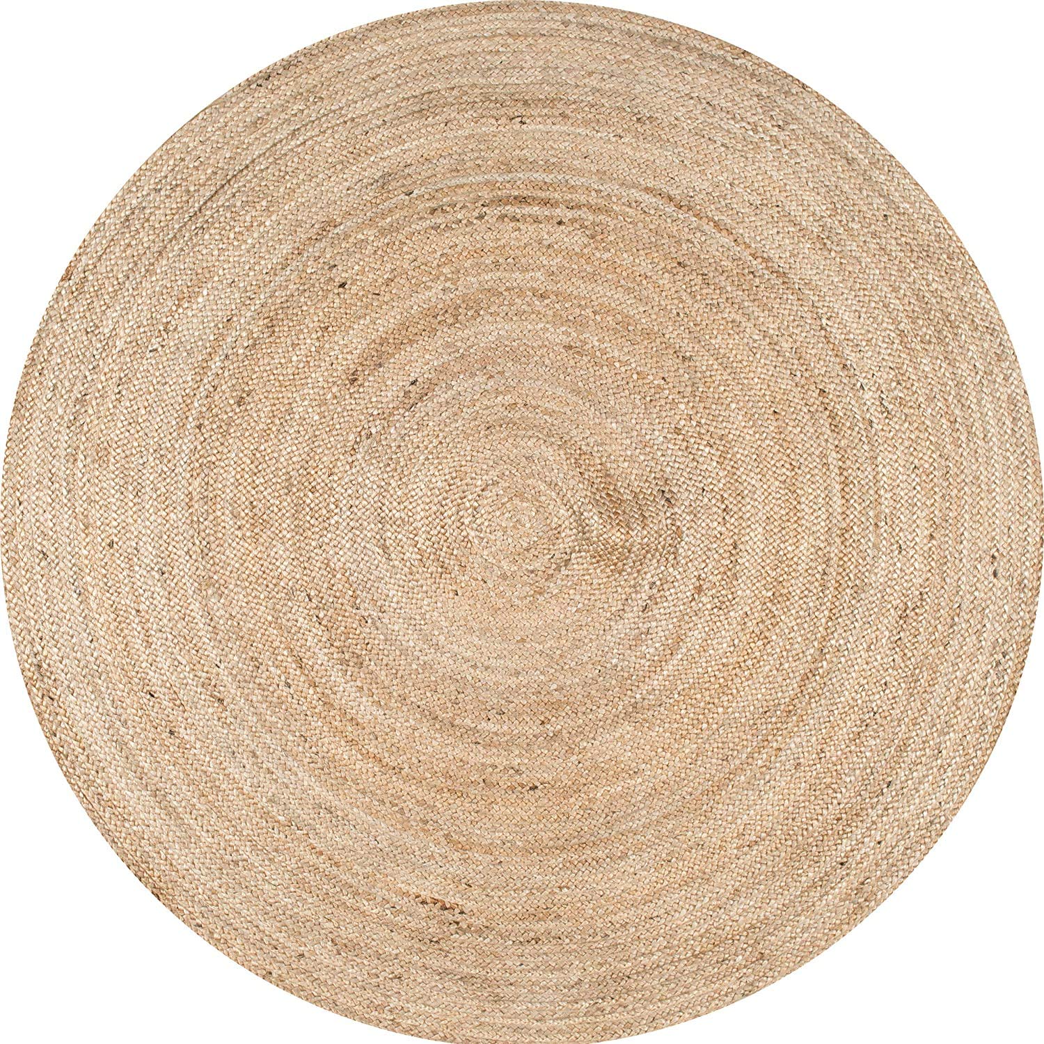 FRELISH DECOR Handwoven Jute Area Rug - 4 feet Round - Natural Yarn - Rustic Vintage Beige Braided Reversible Rug - Eco Friendly Rugs for Bedroom - Kitchen - Living Room - Farmhouse (4' Round)