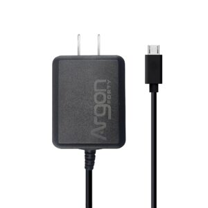 Argon Micro USB Cable Power Supply 5.25 Volts 3 Amps for Raspberry Pi 3 and Zero Boards | UL Listed | 3.3 Feet Long Cable with Micro USB Connector | Micro USB Cable and Wall Charger