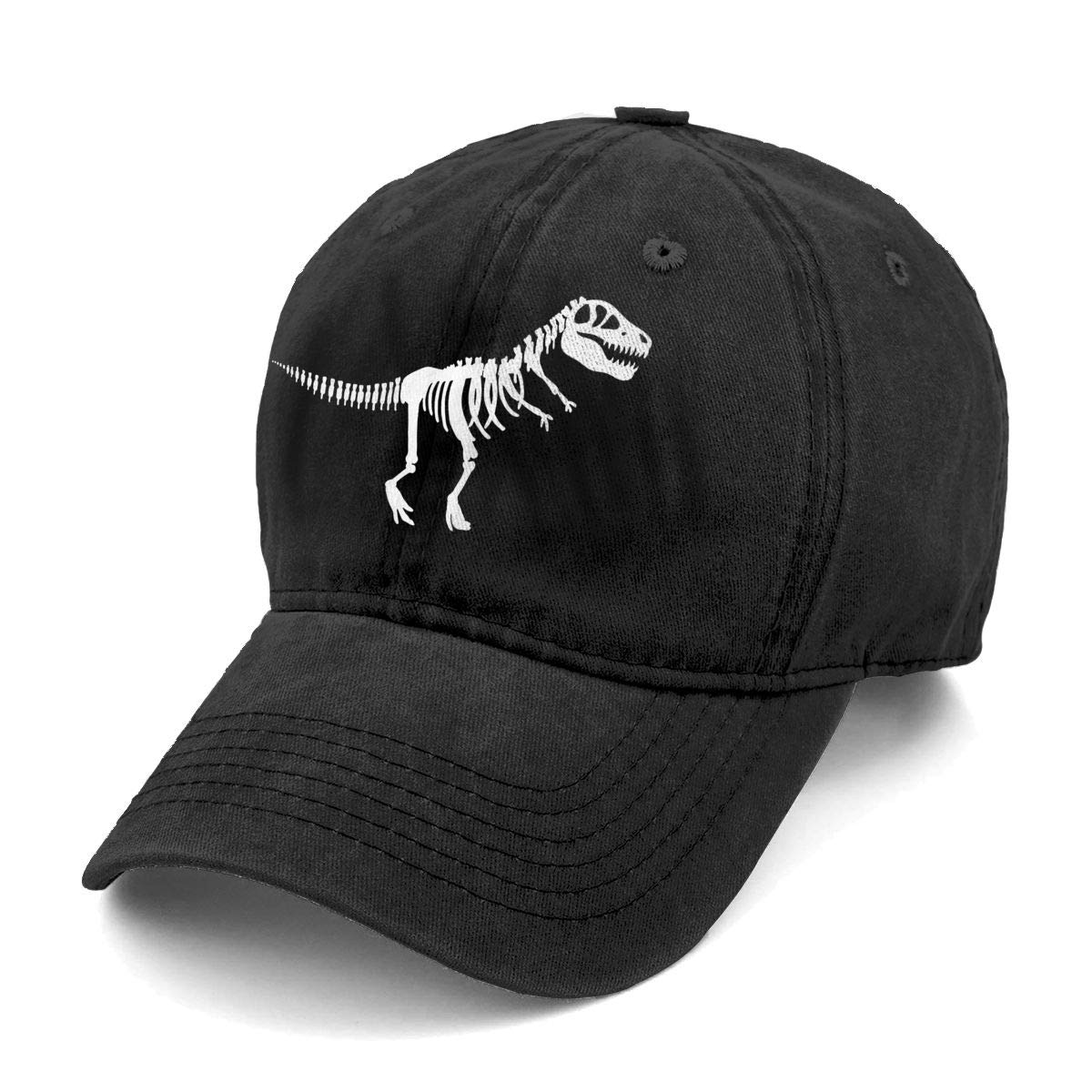 Unisex T Rex Skeleton Dinosaur Denim Hat Adjustable Washed Dyed Cotton Dad Baseball Caps