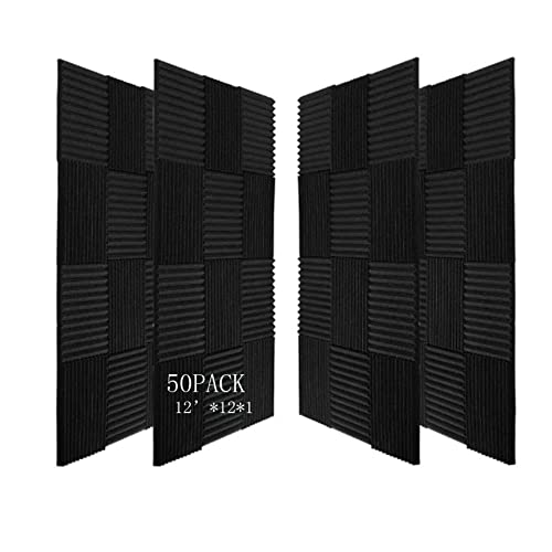 HWLIYUTAI 50 Pack Acoustic Panels 1 X 12 X 12 Inches - Studio Foam Wedges High Density Panel Soundproof Foam for Walls - Home Office