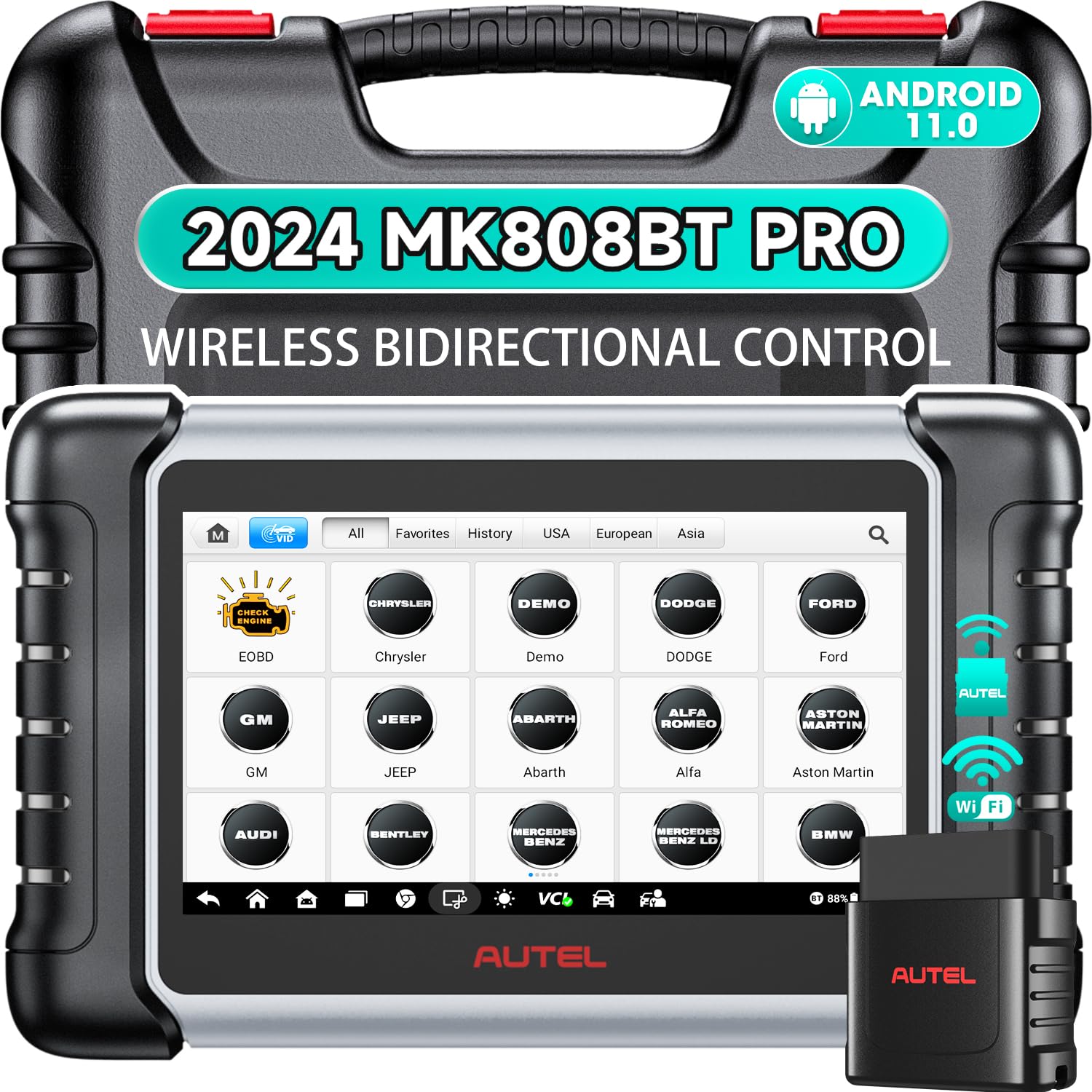 Autel MaxiCOM MK808BT PRO Scanner: 2024 Full Bidirectional Tool Level-up of MK808S MX808S MK808Z MK808, OS 11, 4G+64G 2.4G&5G WIFI, Active Test, 28+ Service, All Sys Diagnostics AutoAuth BT506 Support