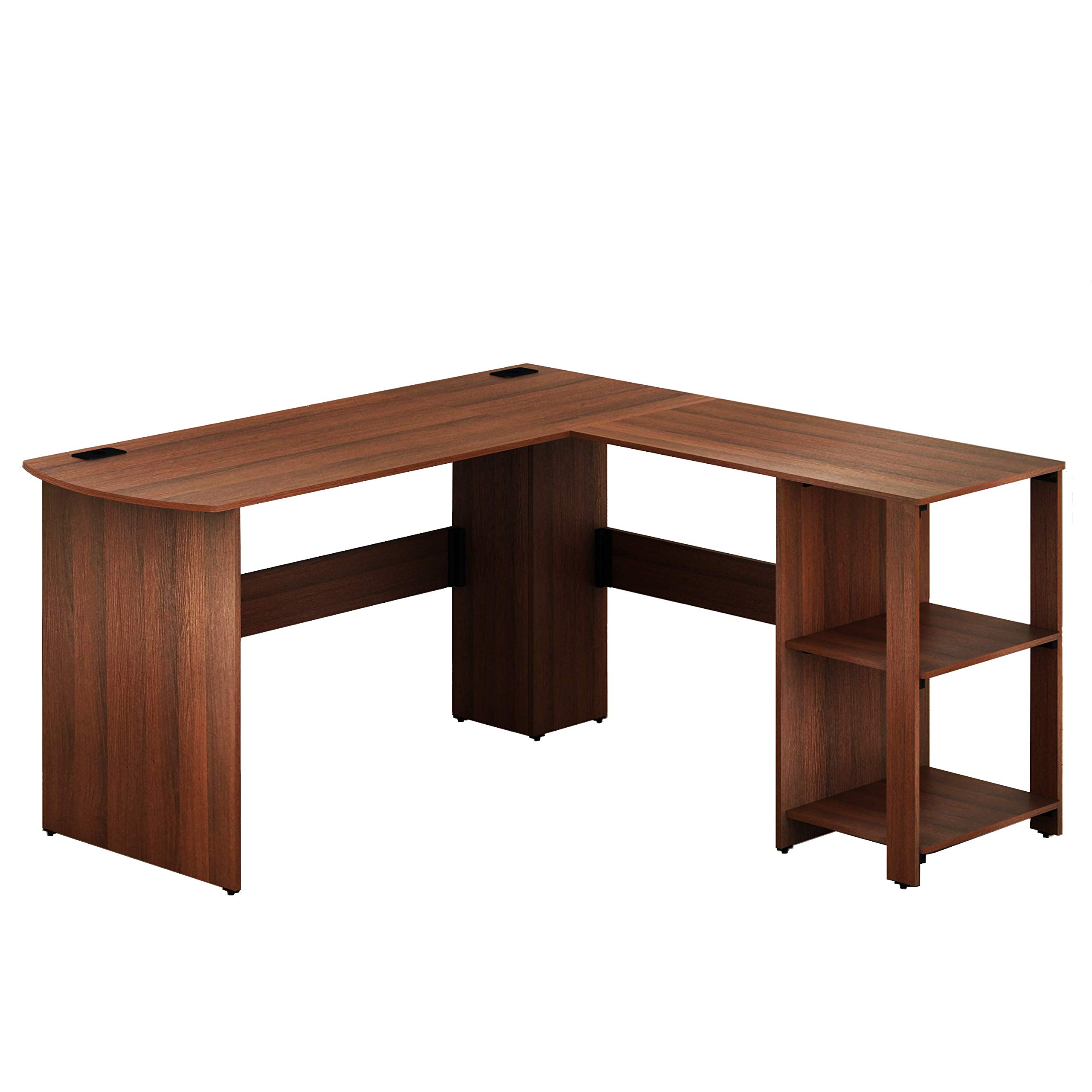 SHW L-Shaped Home Office Wood Corner Desk, Walnut