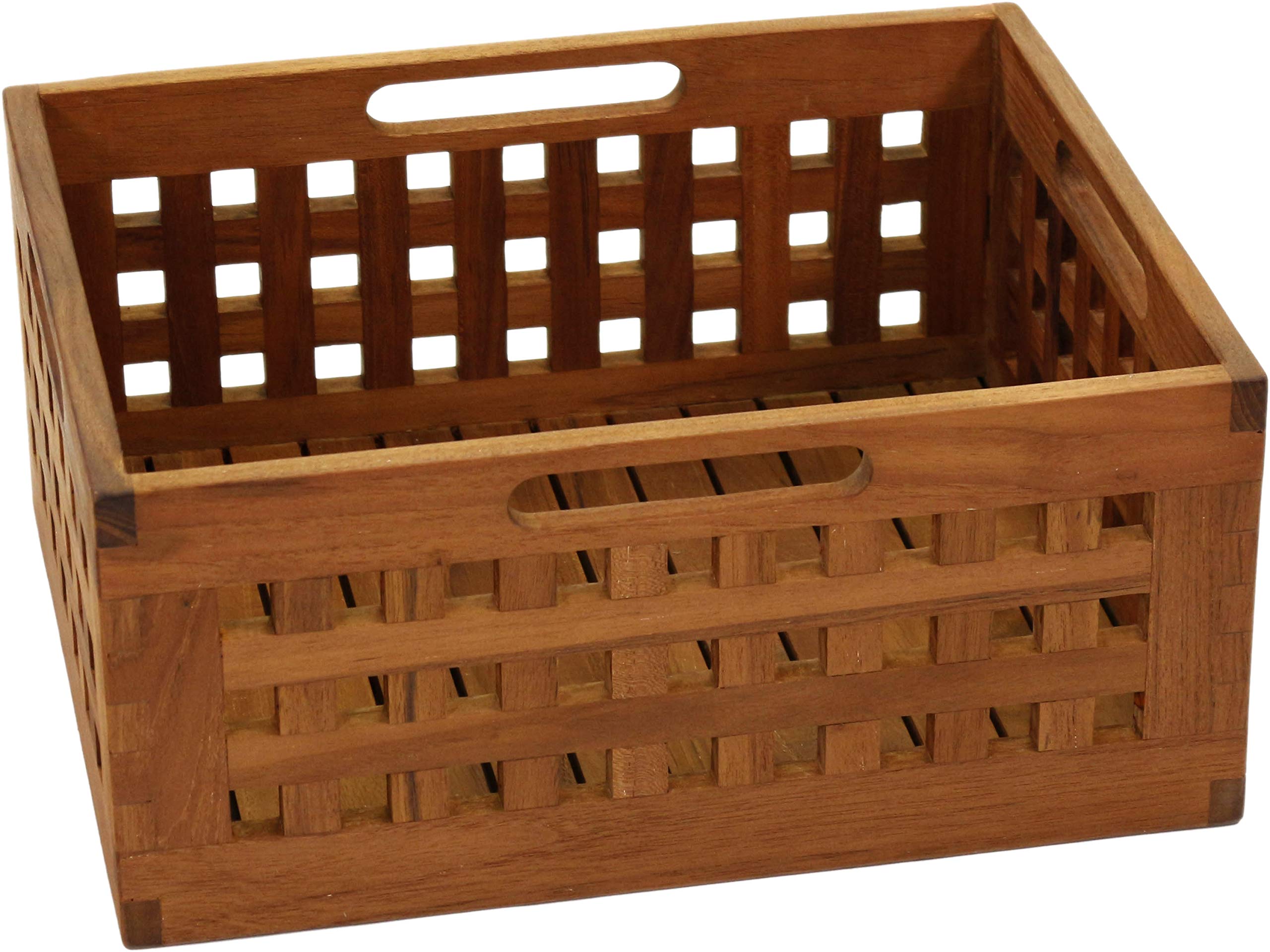 AquaTeak Grate Medium Size Teak Storage Bin