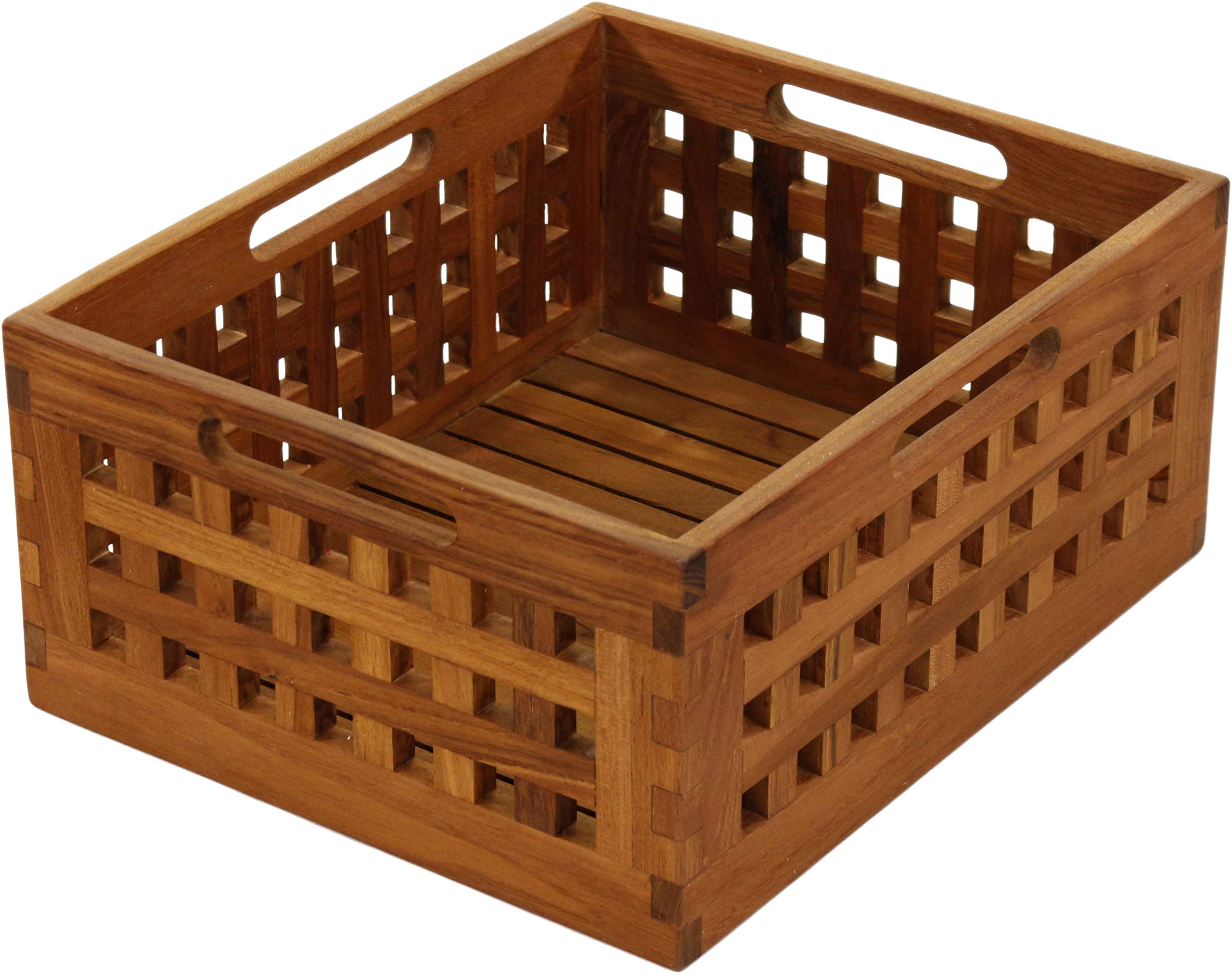 AquaTeak Grate Medium Size Teak Storage Bin