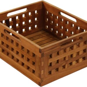 AquaTeak Grate Medium Size Teak Storage Bin