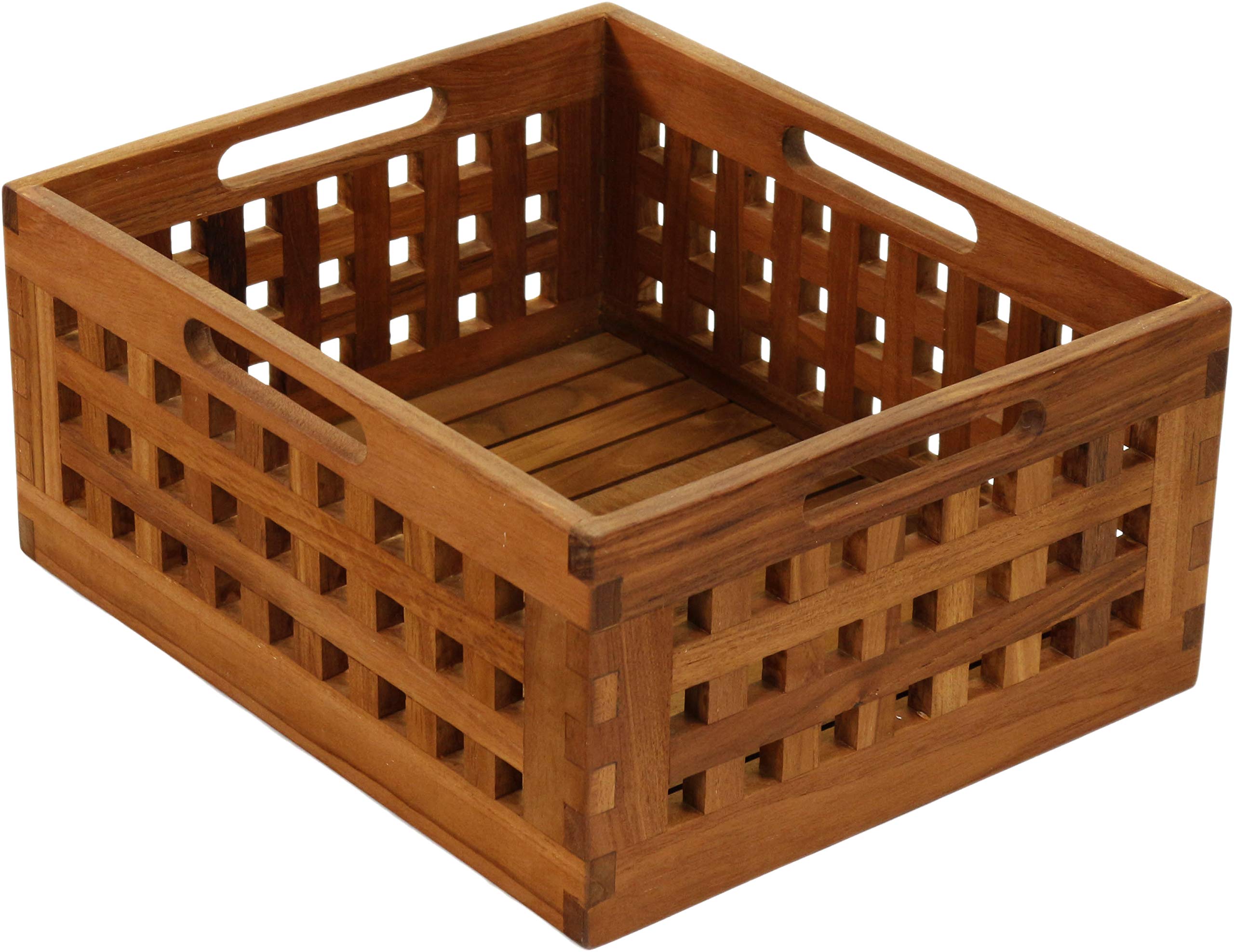 AquaTeak Grate Medium Size Teak Storage Bin