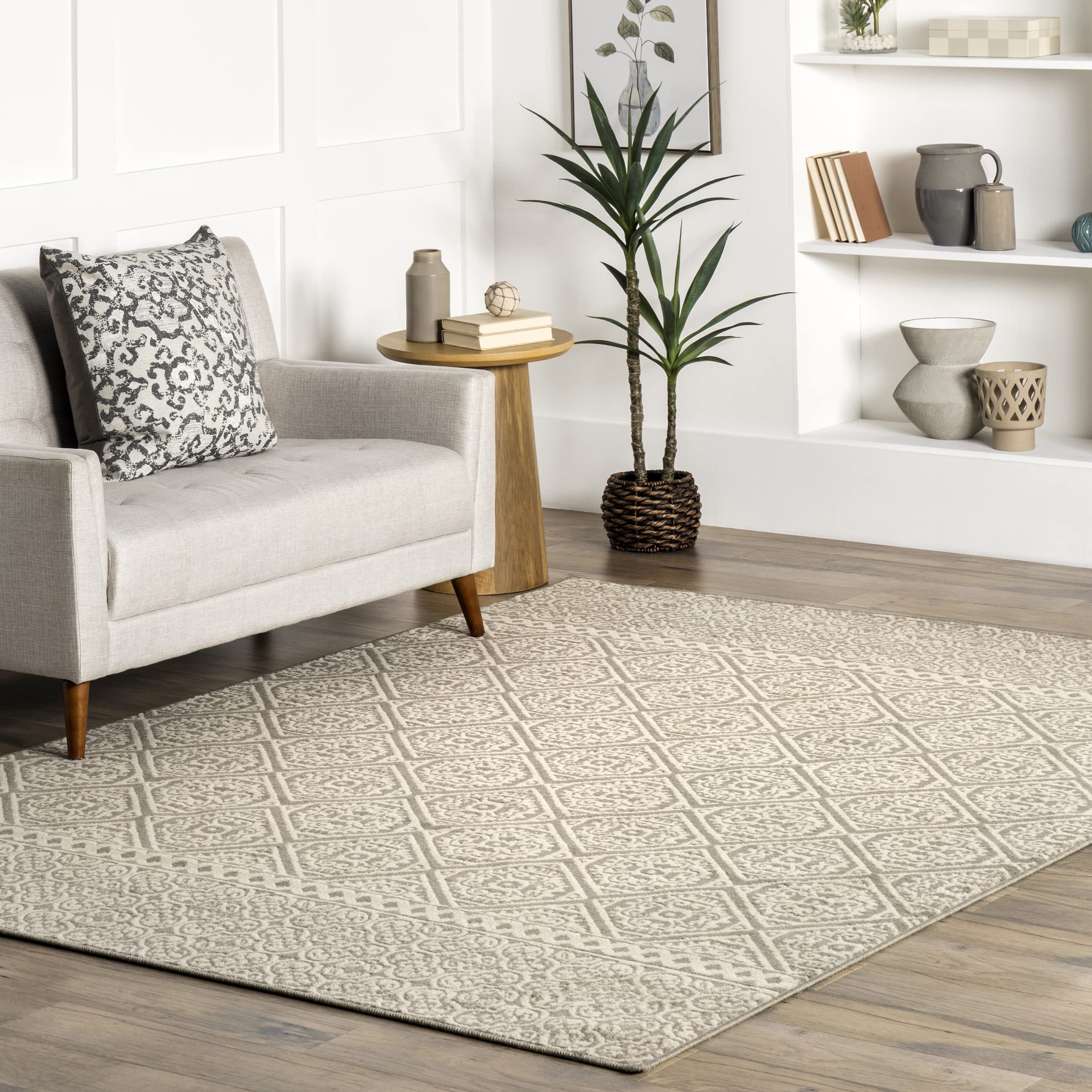 nuLOOM Transitional Floral Jeanette Area Rug, 8x10, Grey