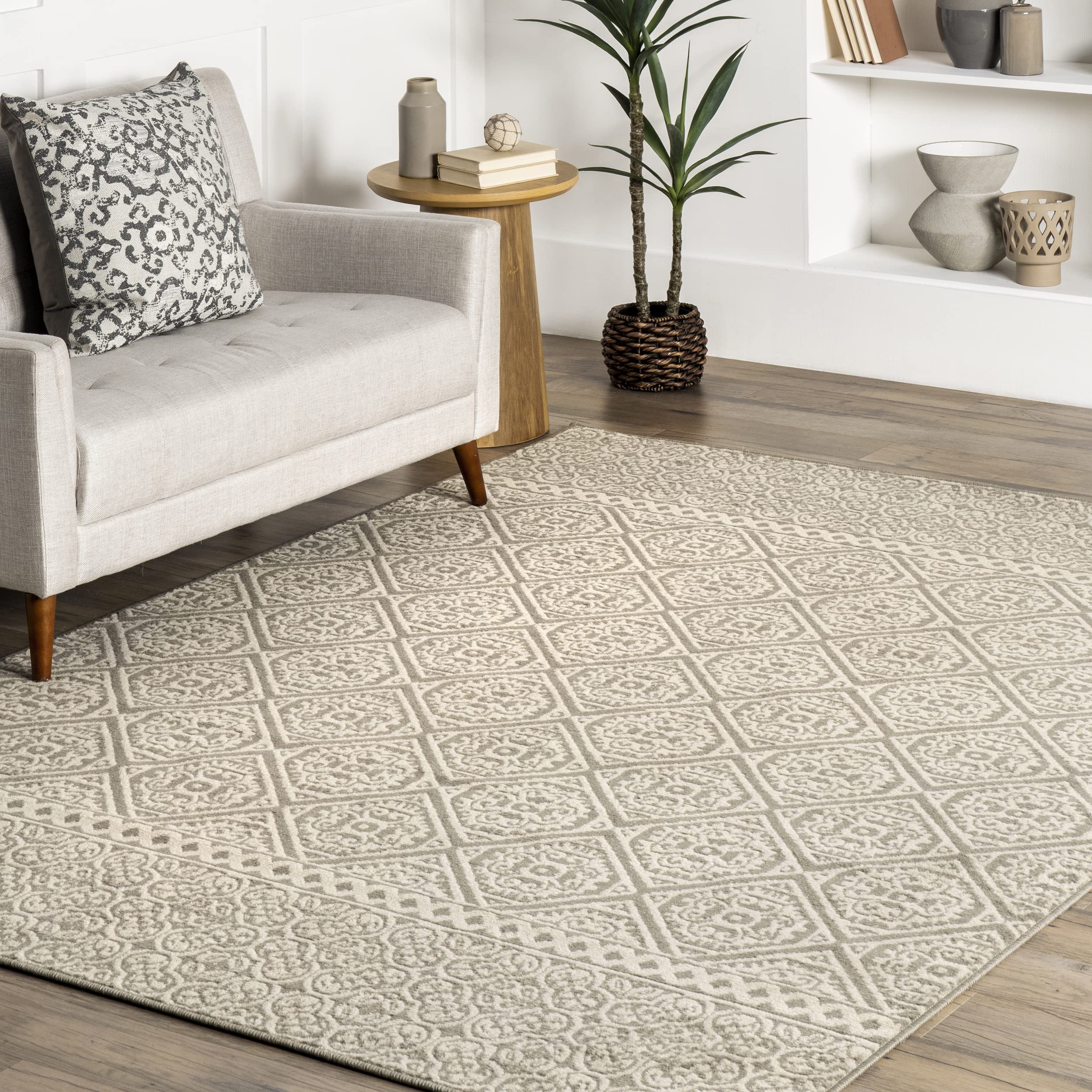 nuLOOM Transitional Floral Jeanette Area Rug, 8x10, Grey