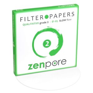 18.5 cm lab filter paper, standard qualitative grade 2 - zenpore slow flow 185 mm (100 discs)