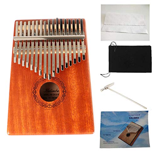 Hidear Thumb Piano Kalimba 17 keys Finger Piano 17 Tone Musical Toys with Instruction and Tune Hammer, Portable Thumb Piano Okoume