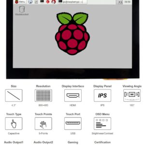 4.3inch HDMI LCD (B), IPS Screen HDMI Interface 4.3 inch 800x480 Capacitive Touch Screen Supports Multi Mini-PC Systems Raspberry Pi BB Black Banana Pi Raspbian Ubuntu Windows 10 8 7 @XYGStudy