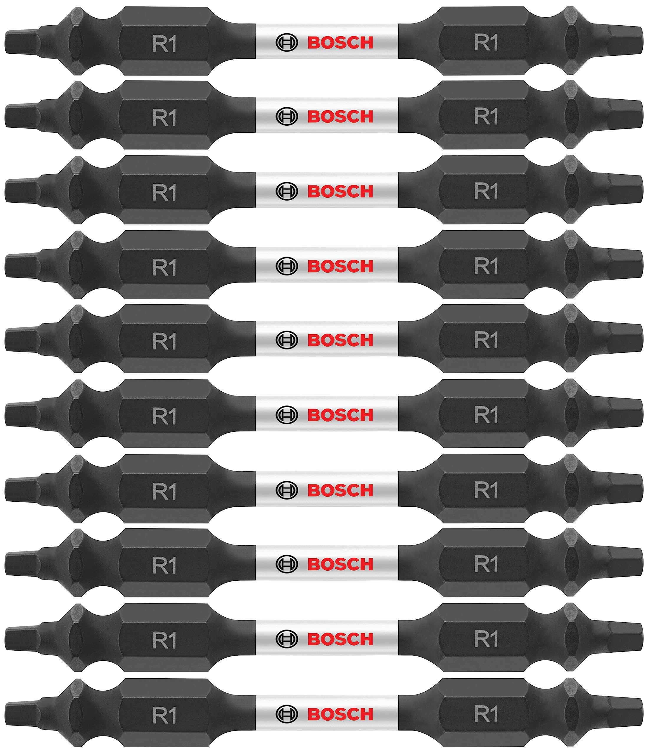 BOSCH ITDESQ125B 10-Pack 2-1/2 In. Square #1 Impact Tough Double-Ended Screwdriving Bits