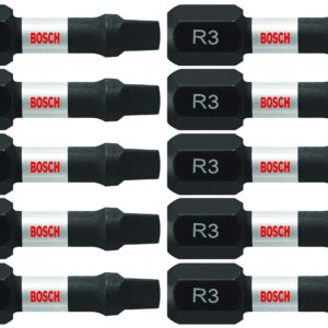 BOSCH ITSQ31B 10-Pack 1 In. Square #3 Impact Tough Screwdriving Insert Bits