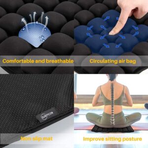 SUNFICON Air Cushion Inflatable Chair Air Seat Cushion Car Portable Breathable Comfort Cushion Office Wheelchair Pad Orthopedics Pain Pressure Relief Cushion Camping Seat Mat 18 x 16 x1 in Black